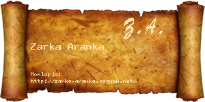 Zarka Aranka névjegykártya
